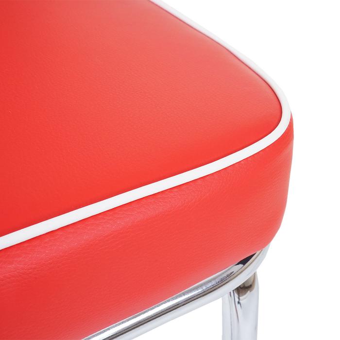2er-Set Barhocker Avellino, Barstuhl Tresenhocker, Retro 50er Jahre Design, Kunstleder FSC ~ rot-wei