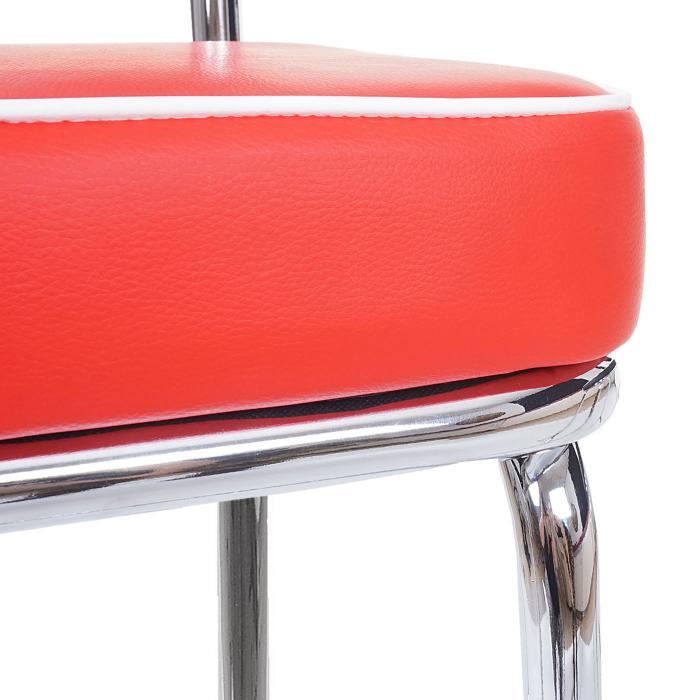 2er-Set Barhocker Avellino, Barstuhl Tresenhocker, Retro 50er Jahre Design, Kunstleder FSC ~ rot-wei