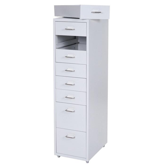 Rollcontainer Boston T851, Schubladenschrank Stahlschrank, 110x28x41cm 8 Schubladen ~ wei