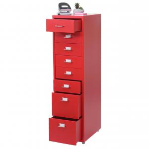 Rollcontainer Boston T851, Schubladenschrank Stahlschrank, 110x28x41cm 8 Schubladen ~ rot