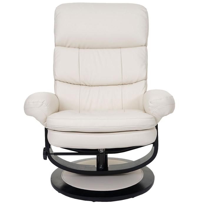Relaxsessel HWC-C16, Fernsehsessel TV-Sessel Hocker mit Staufach, MVG-zertifiziert ~ Kunstleder creme