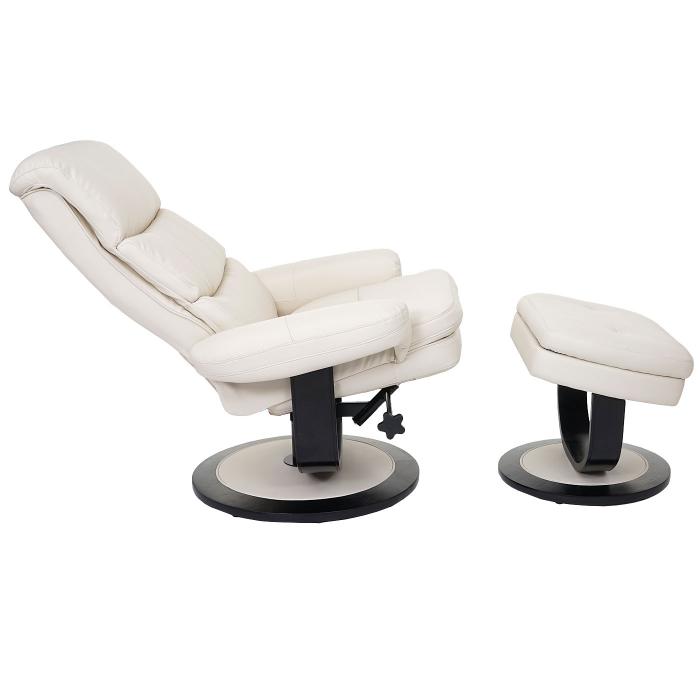 Relaxsessel HWC-C16, Fernsehsessel TV-Sessel Hocker mit Staufach, MVG-zertifiziert ~ Kunstleder creme