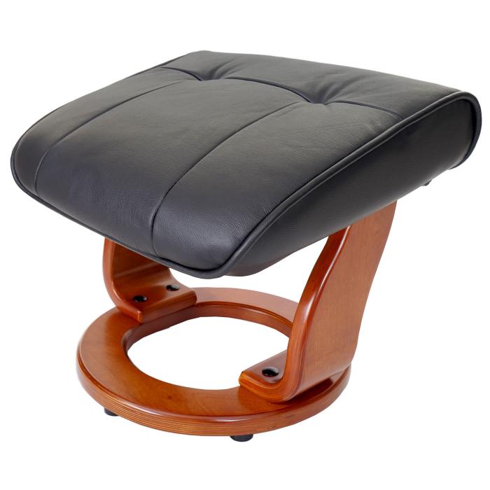 MCA Relaxsessel Montreal, Fernsehsessel Hocker, Echtleder 130kg belastbar ~ schwarz, honigfarben