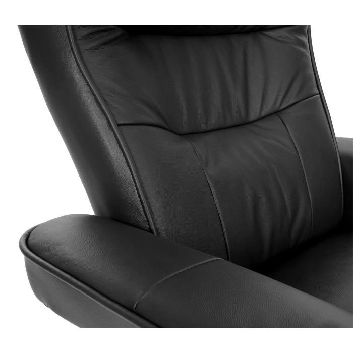 MCA Relaxsessel Montreal, Fernsehsessel Hocker, Echtleder 130kg belastbar ~ schwarz, honigfarben