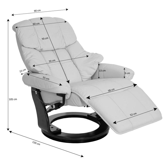 Defekte Ware (Fusttze defekt SK3) | MCA Relaxsessel Calgary 2, Fernsehsessel Sessel, Echtleder 150kg belastbar