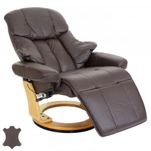 MCA Relaxsessel Calgary 2, Fernsehsessel Sessel, Echtleder 150kg belastbar ~ braun, naturbraun