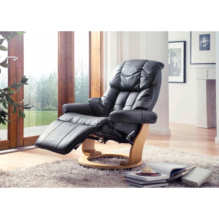 MCA Relaxsessel Calgary 2, Fernsehsessel Sessel, Stoff/Textil 150kg belastbar ~ hellgrau, naturbraun