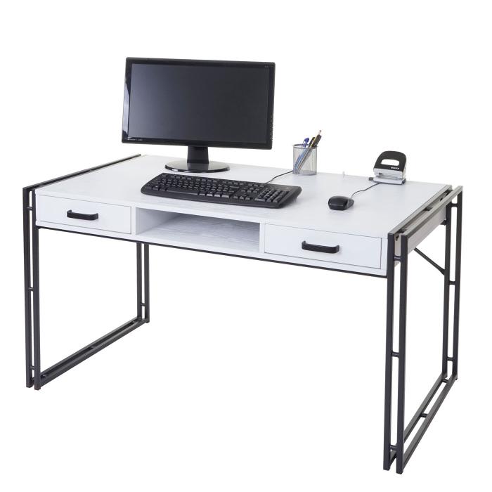 Schreibtisch HWC-A27 weiß 121x70cm 3D-Struktur Bürotisch Computertisch 