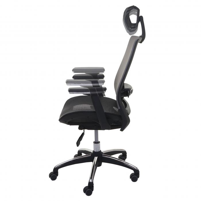 Brostuhl HWC-A20, Schreibtischstuhl, ergonomisch Kopfsttze Stoff/Textil ISO9001 ~ schwarz/grau