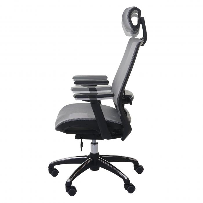 Brostuhl HWC-A20, Schreibtischstuhl, ergonomisch Kopfsttze Stoff/Textil ISO9001 ~ grau