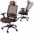 Bürostuhl HWC-A20, Schreibtischstuhl, ergonomisch Kopfstütze Stoff/Textil ISO9001 ~ mandarin