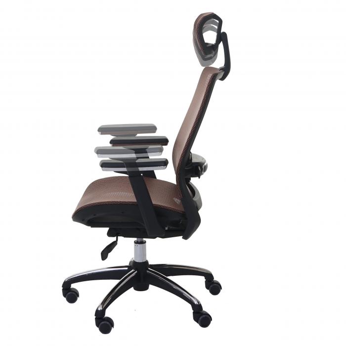 Brostuhl HWC-A20, Schreibtischstuhl, ergonomisch Kopfsttze Stoff/Textil ISO9001 ~ mandarin