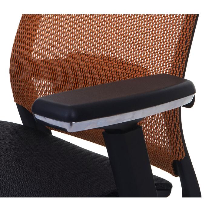 Brostuhl HWC-A20, Schreibtischstuhl, ergonomisch Kopfsttze Stoff/Textil ISO9001 ~ schwarz/orange