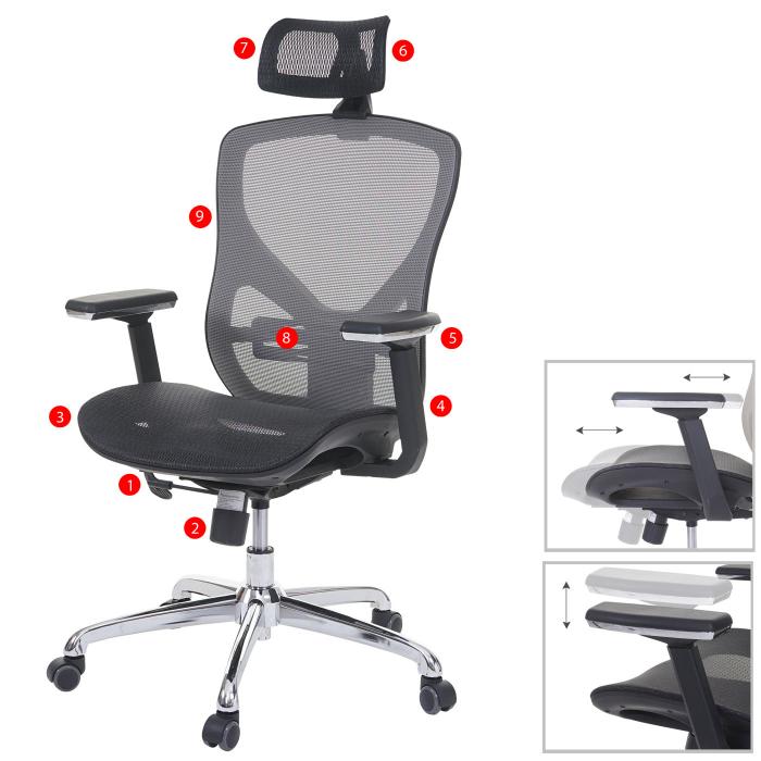 Brostuhl HWC-A61, Schreibtischstuhl, Sliding-Funktion Stoff/Textil ISO9001 ~ schwarz/grau