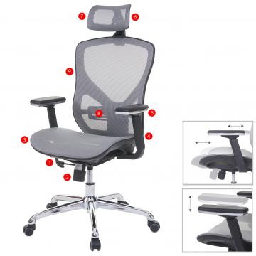 Brostuhl HWC-A61, Schreibtischstuhl, Sliding-Funktion Stoff/Textil ISO9001 ~ grau/grau