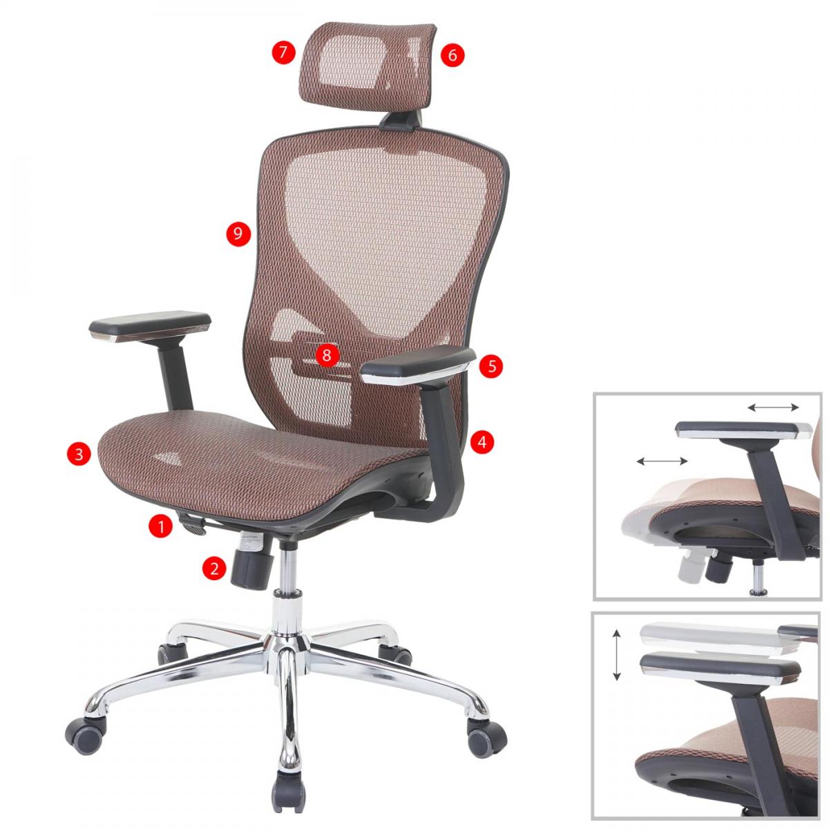Brostuhl HWC-A61, Schreibtischstuhl, Sliding-Funktion Stoff/Textil ISO9001 ~ mandarin/mandarin