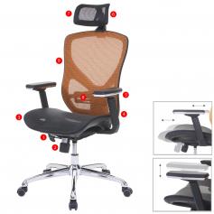 Bürostuhl HWC-A61, Schreibtischstuhl, Sliding-Funktion Stoff/Textil ISO9001 ~ schwarz/orange