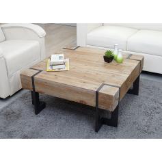 Couchtisch HWC-A15, Wohnzimmertisch, Tanne Holz rustikal massiv MVG-zertifiziert ~ naturfarben 90x90cm