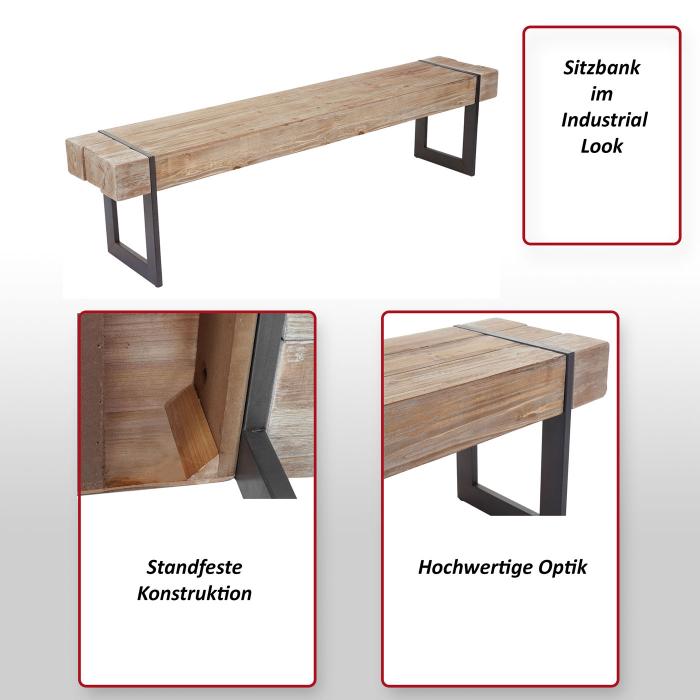 Sitzbank HWC-A15, Esszimmerbank Bank, Tanne Holz rustikal massiv MVG-zertifiziert ~ naturfarben 180cm