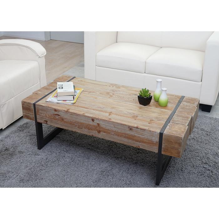 Couchtisch HWC-A15a, Wohnzimmertisch, Tanne Holz rustikal massiv MVG-zertifiziert 40x120x60cm ~ naturfarben