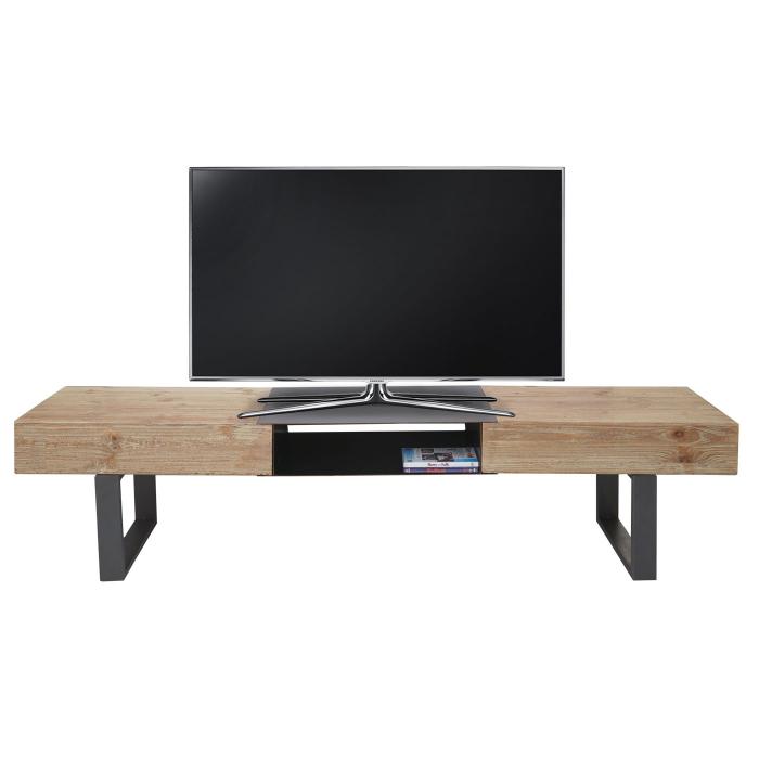 TV-Rack HWC-A15, Fernsehtisch, Tanne Holz rustikal massiv FSC-zertifiziert 46x180x41cm