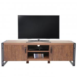 TV-Rack HWC-A27, Fernsehtisch Lowboard Kommode, 3D-Struktur Metall 45x140x40cm ~ Wildeiche-Optik