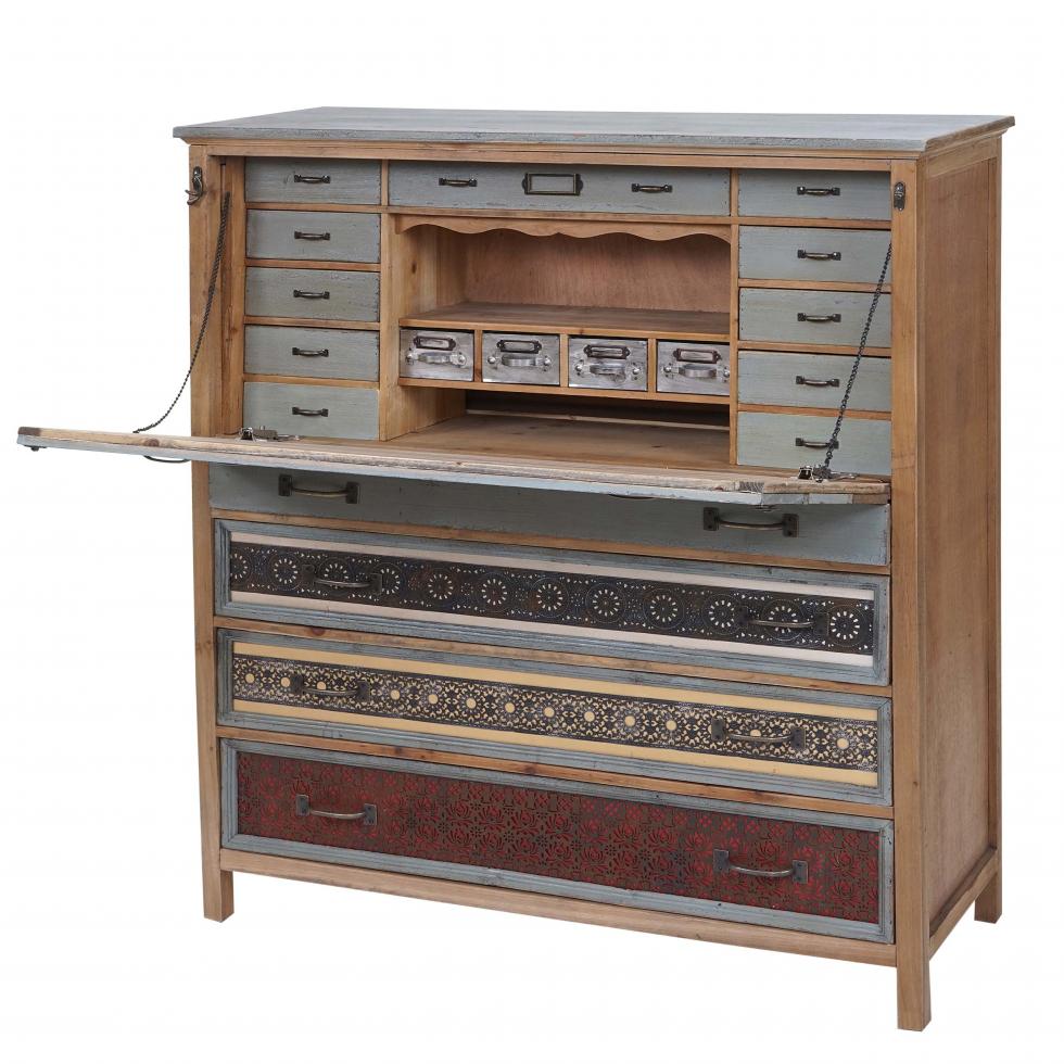 Vintage Kommode Landhaus Schrank Holzkommode Patchwork Schubladen