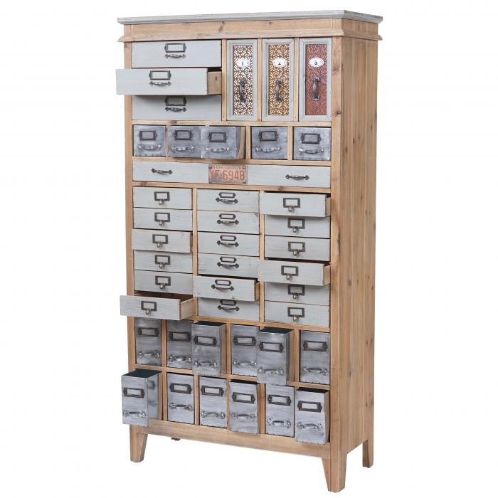 Apotheker-Schrank HWC-A43, Kommode, Tanne Holz massiv Vintage Shabby-Look 152x81x34cm