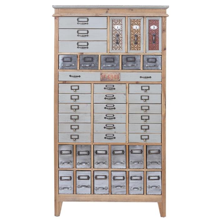 Apotheker-Schrank HWC-A43, Kommode, Tanne Holz massiv Vintage Shabby-Look 152x81x34cm