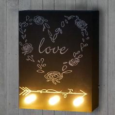 LED-Bulb Bild Leuchtbild, Wandbild 25x20cm, Love