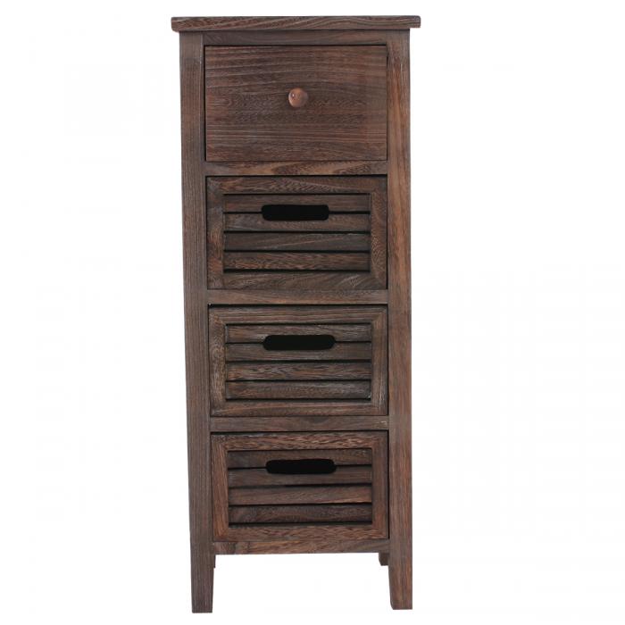 Kommode T18, Schubladenschrank Schrank, 4 Schubladen, 74x30x25cm Shabby-Look Vintage ~ braun