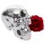 Deko Totenkopf HWC-T921, Polyresin Skulptur Totenschädel, In-/Outdoor 18cm silber hochglanz