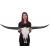 Deko Schdel 132cm HWC-A14, Polyresin Stier Bulle Longhorn Kopf Trophe, In-/Outdoor ~ naturfarben