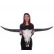 Deko Schdel 132cm HWC-A14, Polyresin Stier Bulle Longhorn Kopf Trophe, In-/Outdoor ~ naturfarben