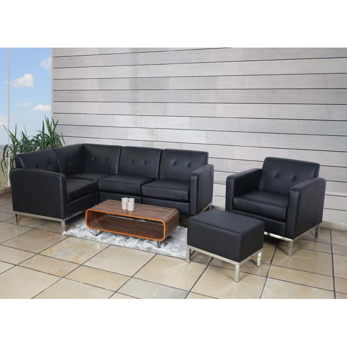Sessel HWC-C19, Modular-Sofa mit Armlehne, erweiterbar Kunstleder ~ schwarz