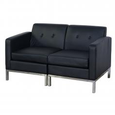 2er Sofa HWC-C19, Modular-Sofa Couch mit Armlehnen, erweiterbar Kunstleder ~ schwarz