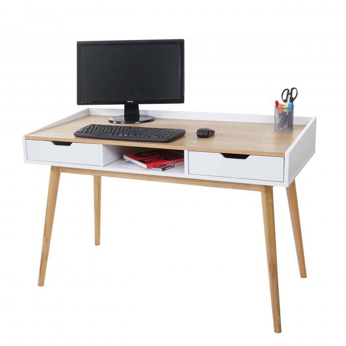 Schreibtisch HWC-A70, Computertisch Brotisch, 120x55cm MDF Esche-Optik