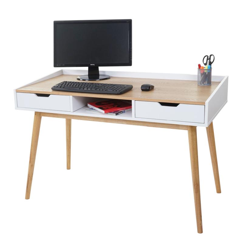 Schreibtisch HWC-A70, Computertisch Brotisch, 120x55cm MDF Esche-Optik