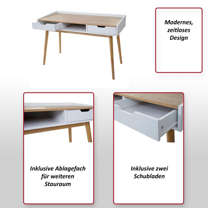 Schreibtisch HWC-A70, Computertisch Brotisch, 120x55cm MDF Esche-Optik