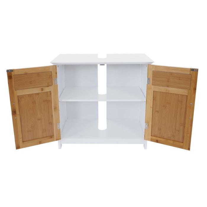 Waschbeckenunterschrank HWC-A85, Badschrank 60x60x30cm ~ bambus