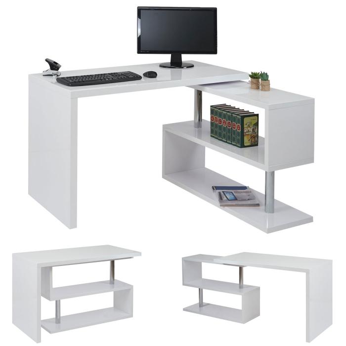 schreibtisch design weis, design eckschreibtisch hwc-a68, bürotisch schreibtisch, hochglanz, Design ideen