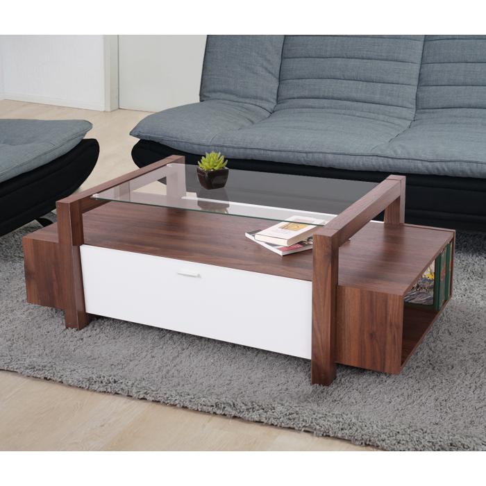 B-Ware (Bretter angedrckt, SK1) |Couchtisch HWC-B51, Wohnzimmertisch, hochglanz Walnuss-Optik 46x120x60cm