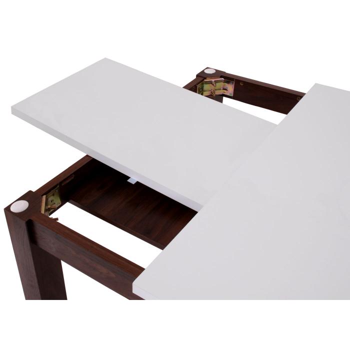 Esstisch HWC-B51, Esszimmertisch Tisch, ausziehbar hochglanz Walnuss-Optik 160-200x90cm