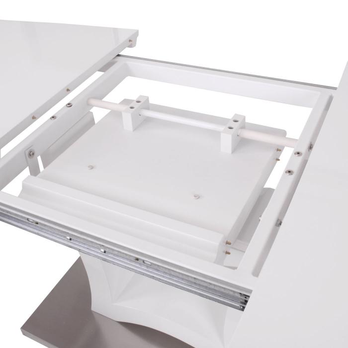 Esstisch HWC-B48, Esszimmertisch Tisch, ausziehbar hochglanz Edelstahl 160-205x90cm
