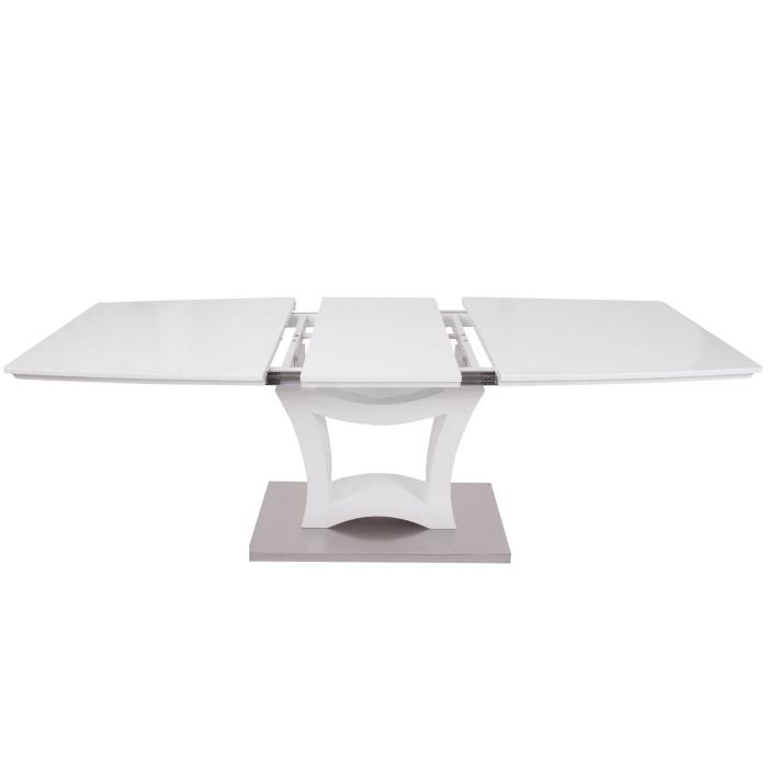 Esstisch HWC-B48, Esszimmertisch Tisch, ausziehbar hochglanz Edelstahl 160-205x90cm