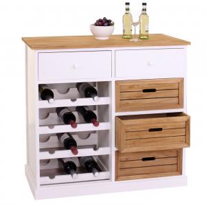 Weinregal HWC-B96, Kommode Flaschenregal fr 12 Flaschen mit Schubladen, Landhaus 86x87x37cm