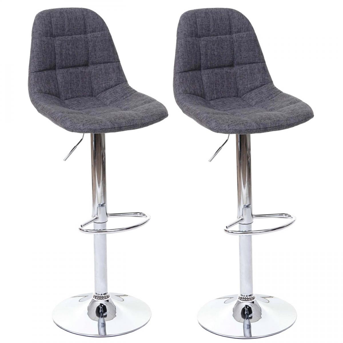 2er-Set Barhocker HWC-A67, Barstuhl Tresenhocker, MVG-zertifiziert ~ grau, Textil