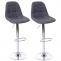 2er-Set Barhocker HWC-A67, Barstuhl Tresenhocker, MVG-zertifiziert ~ grau, Textil