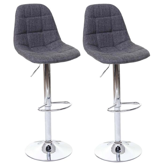2er-Set Barhocker HWC-A67, Barstuhl Tresenhocker, MVG-zertifiziert ~ grau, Textil