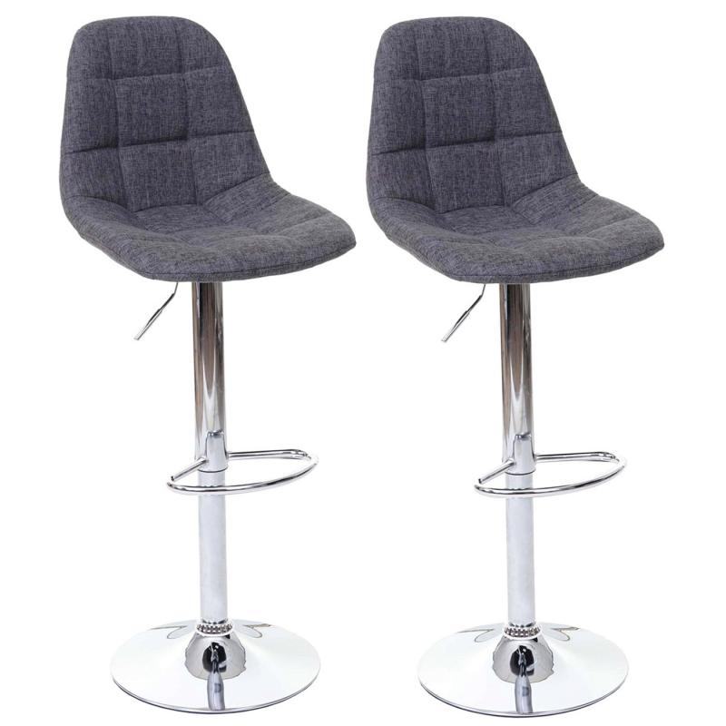 2er-Set Barhocker HWC-A67, Barstuhl Tresenhocker, MVG-zertifiziert ~ grau, Textil